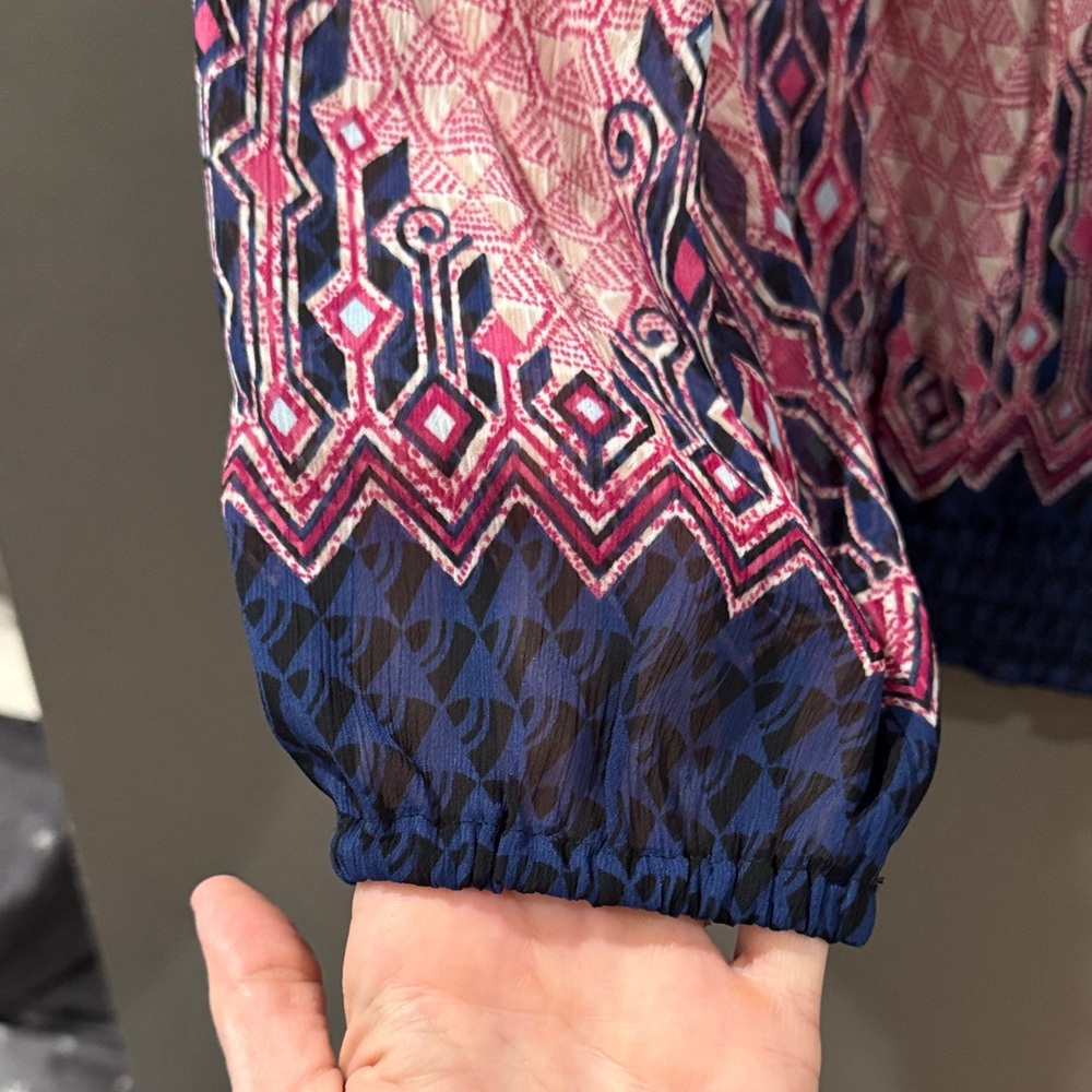 Lucky Brand Pink and Navy Blouse - Picture 5 of 6